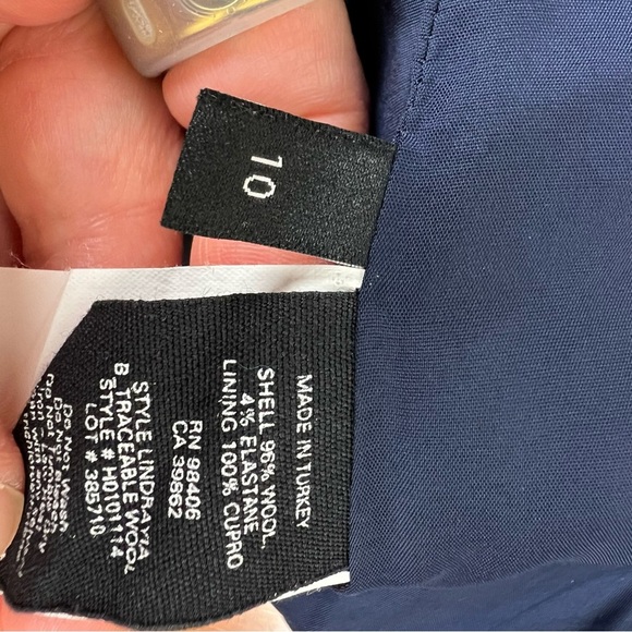 Theory Nocturne Navy Blue Good Wool Open Front Lindrayia Blazer Jacket Size 10 - Picture 6 of 8